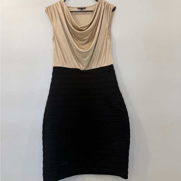 Express Dresses & Skirts - Express Cream and Black Cowl Neck Midi Dress